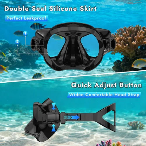 Miniatura 4 de Scuba Mask Adults, Snorkel Diving Mask, Freediving Mask, Snorkeling Gear Swimming Goggles HD Tempered Glass, Low-Volume Dive Mask with Nose Cover