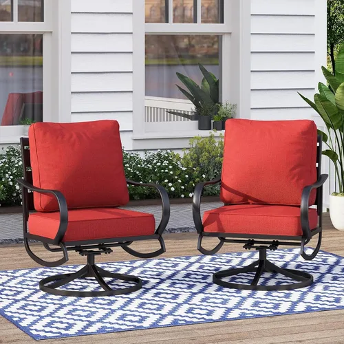 Miniatura 37 de MFSTUDIO Juego de 4 piezas de conversación para patio, marco de metal para todo tipo de clima, muebles de exterior con 1 mesa rectangular de propano