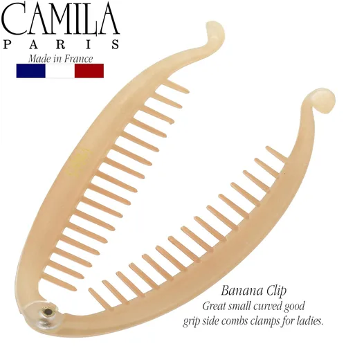 Miniatura 5 de Camila Paris CP3133 - Peine de pelo con clip de plátano francés de 4.5 pulgadas, para niñas, estilo clásico, flexible, para cola de caballo Beige