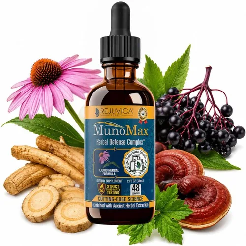 Rejuvica Health MunoMax | Gotas líquidas de apoyo inmunológico | Equinácea, saúco, astrágalo, reishi y sello de oro | Apoya la defensa inmune diaria