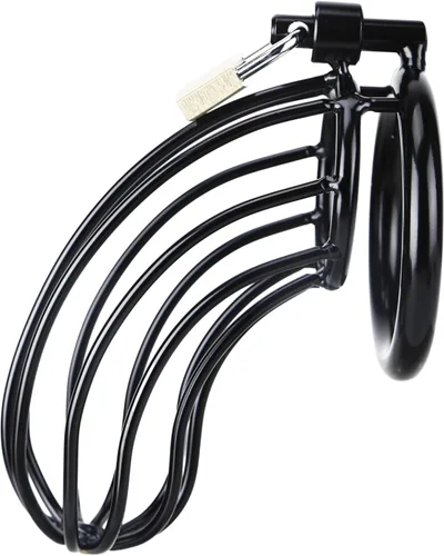 Miniatura 5 de Jaula de castidad masculina – Jaula de metal grande para pene con dispositivo de castidad bloqueado con 3 tamaños de anillos y 2 llaves, juguetes