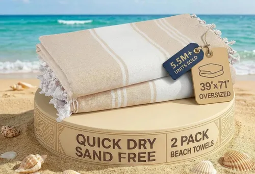 Miniatura 43 de LANE LINEN - Paquete de 4 toallas de playa de gran tamaño, toalla de piscina prelavada, extragrande, de secado rápido y sin arena, toalla de viaje
