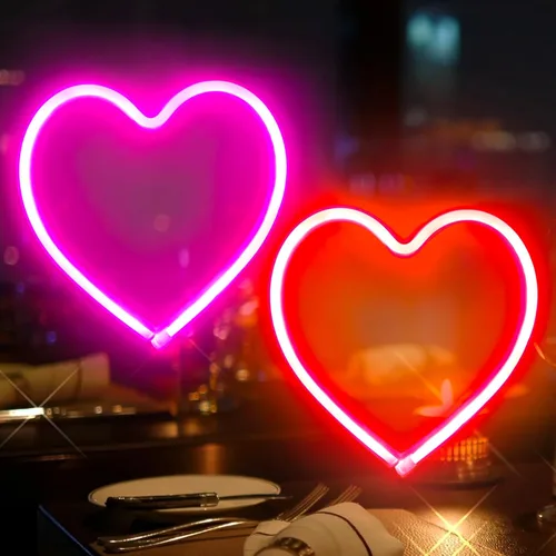 Miniatura 9 de Letrero de neón con forma de corazón rosa, funciona con pilas o USB, luces LED para decoración del día de San Valentín, regalos de San Valentín
