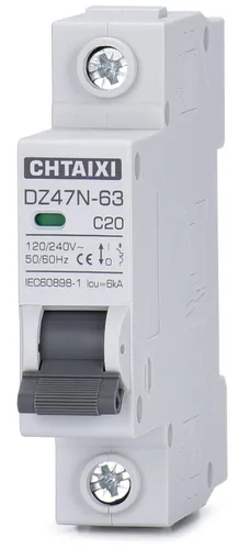 Miniatura 10 de Interruptor de Circuito en Miniatura AC, Interruptor de Circuito de 32 Amp 120V/240V de 1 Polo para Montaje en Riel DIN, Desconexión Solar AC