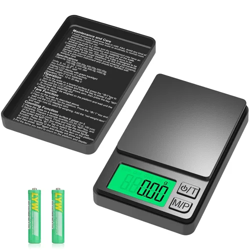 Báscula de bolsillo digital 1000g x 0.01g, Diyife báscula de gramo portátil de precisión para joyería con cubierta protectora, apagado automático,