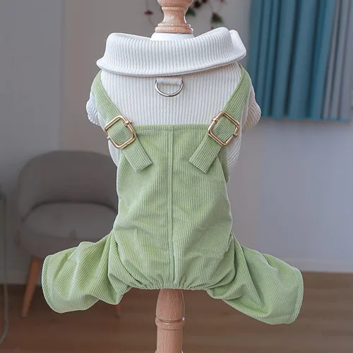 Miniatura 4 de Ropa de invierno para perros, camisas a cuadros para mascotas, elegante mono con babero para perros pequeños, lindos dibujos animados, monos