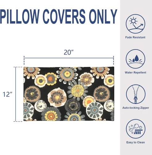 Miniatura 307 de Juego de 2 almohadas para exteriores de 16 x 16 pulgadas, repelentes al agua con interiores, para muebles de patio, hogar, jardín, geometría bohemia