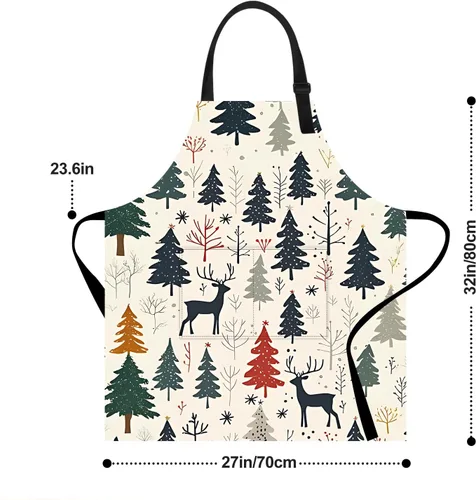 Miniatura 2 de Delantal de cocina para el hogar, cocina, horneado, jardinería, para mujeres y hombres, con bolsillos, impermeable, 32 x 28 pulgadas