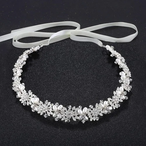 Oriamour Tocado nupcial diseño de flores diadema de boda Accesorios para el cabello nupcial (plat Plateado
