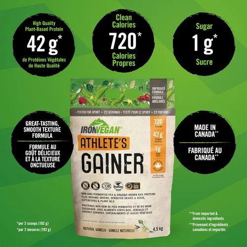 Miniatura 2 de Hierro Vegano - Vainer de Athlete's Gainer, 10 lbs (4.5 kg)