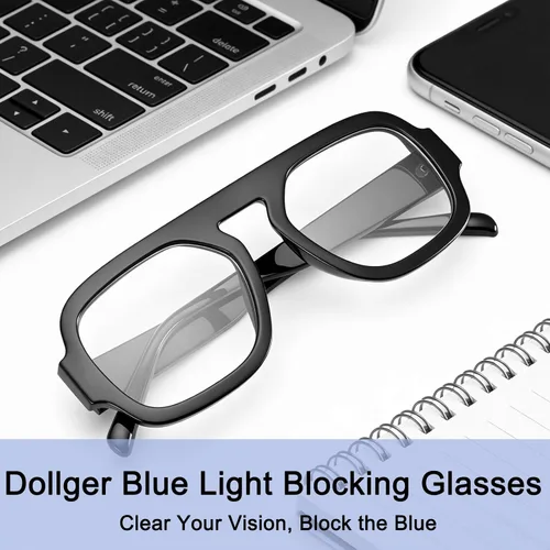 Miniatura 3 de Dollger Lentes de luz azul para mujer, cuadrados, de aviador, bloqueo de luz azul, lentes retro para computadora, TV, juegos, UV400