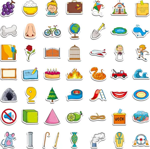 Miniatura 10 de 50 imanes de objetos CVC, imanes magnéticos gruesos para nevera, adorables juguetes educativos de aprendizaje para preescolar, jardín de infantes