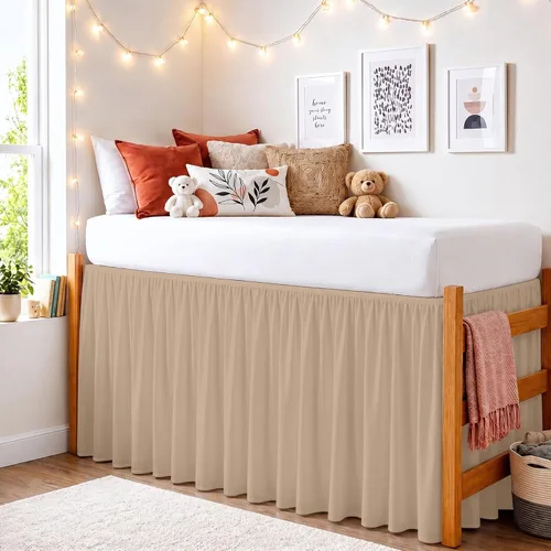 Miniatura 12 de Twin XL 28" Drop Extra Long BedSkirt, Premium Brushed Microfiber Tailored Drop, Put On Elastic Wrap Around Long Dust Ruffle, Split Corner, Bedroom