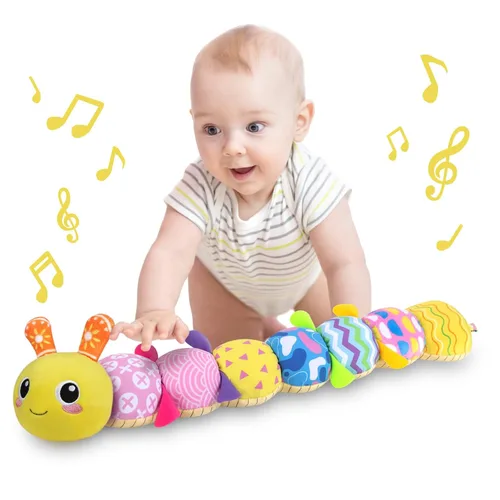 KMUYSL Juguetes para bebés de 0 a 12 meses, juguete de animal musical de peluche con crujido, sonajeros y canción de cuna, juguete de peluche para