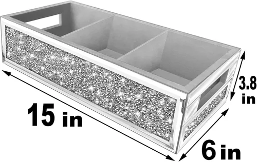 Miniatura 3 de Wocred Cesta de Baño Actualización de Tanque de Inodoro, Bandeja de Baño con Espejo de Diamante Triturado Montada en la Pared, Organizador