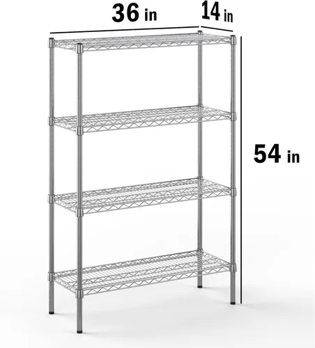 Miniatura 2 de Kit de estantería de alambre cromado de 4 niveles de 14 pulgadas de profundidad x 36 pulgadas de ancho x 54 pulgadas de alto Unidad de estante