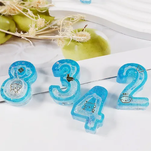 Miniatura 4 de iSuperb Molde de resina de números, molde de silicona, molde de epoxi para joyería, molde de fundición de bricolaje con 10 películas de sellado