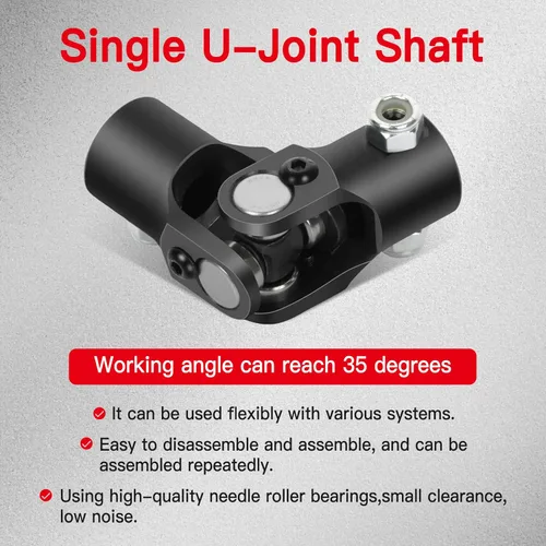 Miniatura 2 de cciyu Juntas de dirección negras 9/16" - 26 Spline a 3/4" DD U-Joint Shaft 3.780 in