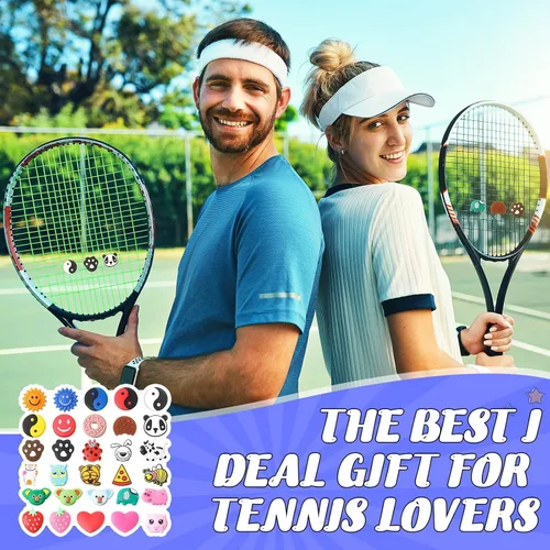 Miniatura 5 de Leitee 30 piezas de lindo amortiguador de tenis divertido raqueta de tenis vibración, amortiguador de raqueta de silicona suave para regalo