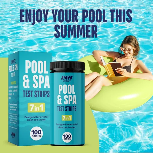 Miniatura 9 de JNW - Tiras de prueba de piscina 7 en 1, 100 tiras de prueba rápidas y precisas para agua de piscina, tiras de prueba de spa para bañera