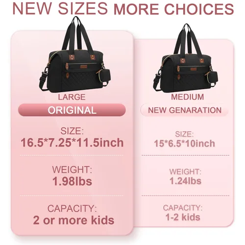 Miniatura 8 de Pritent Bolsa de pañales, bolsas de pañales para bebé con funda para chupete, correas de hombro, clips para cochecito, bolsa grande impermeable
