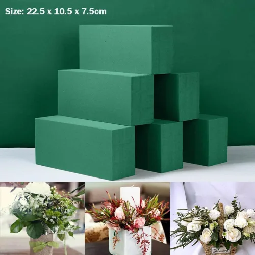 Miniatura 2 de 6 paquetes de bloques de espuma floral para arreglos de flores frescas y artificiales, bloque de espuma de poliestireno verde para pasillo de boda