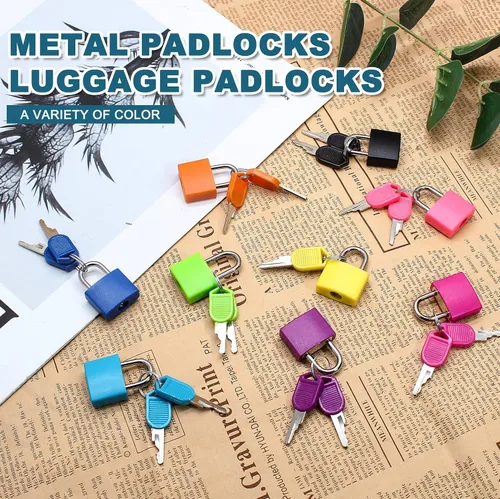 Miniatura 3 de Litoexpe Juego de 4 cerraduras de maleta con llaves, cerraduras de equipaje pequeñas, candados de metal, cerradura de llave para gimnasio escolar