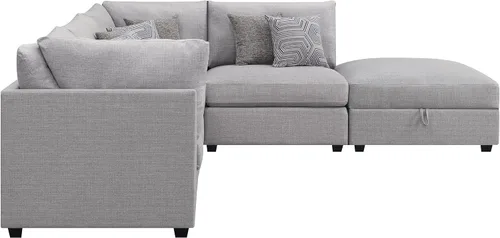 Miniatura 5 de Coaster Home Furnishings Cambria - Sofá modular tapizado de 5 piezas con otomana de almacenamiento, patas redondeadas y almohadas decorativas