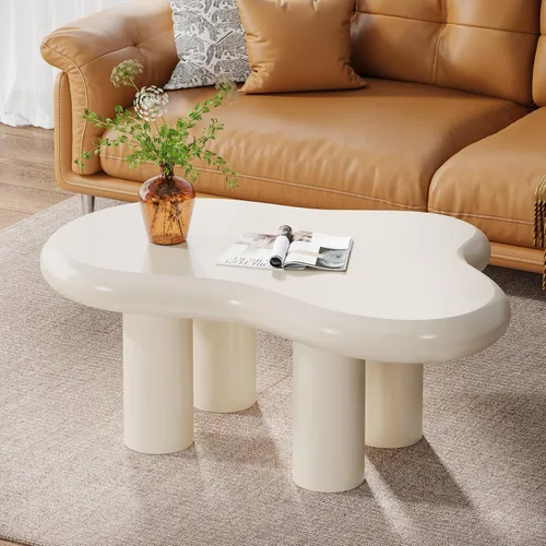 Miniatura 6 de LITTLE TREE Mesa de centro en nube, moderna y bonita, mesa auxiliar de dibujos animados, mesa de té irregular para interiores para espacios