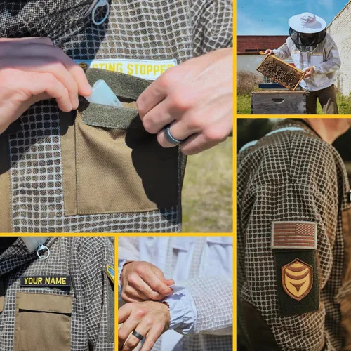 Miniatura 7 de Sting Stopper - Chaqueta de apicultura ventilada de 3 capas con torso largo en color blanco apicultor, diseño de suéter rápido, características