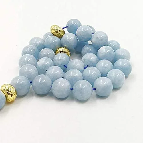 Miniatura 5 de ALBASHAN Pulsera Tasbih de piedra aguamarina natural para hombre, regalo islámico especial para musulmanes 33, 45, 66, 99, cuentas de oración