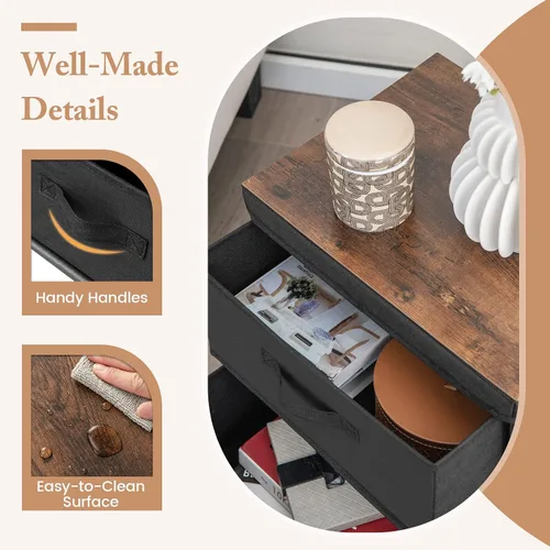 Miniatura 6 de GOFLAME Cómoda de tela con 2 cajones, mesita de noche para dormitorio, mesita de noche con contenedores y asas de tela extraíbles, mesa auxiliar