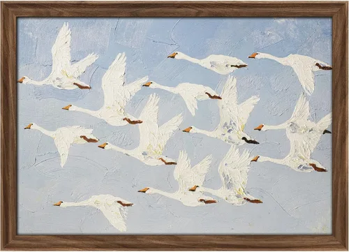 Miniatura 235 de MUDECOR Lienzo enmarcado prémium para pared, pinos nevados en bosque de invierno, ilustraciones modernas, arte contemporáneo, escénico, divertido