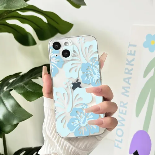 Miniatura 3 de Lovmooful Funda compatible con iPhone 13, bonito diseño transparente de flores de hibisco, estampado floral, para niñas y mujeres, TPU suave a