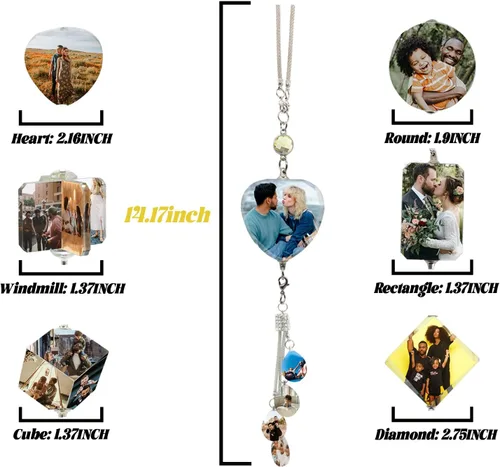Miniatura 4 de Accesorios de coche colgantes de cristal con foto personalizada para mujeres y hombres, imágenes personalizadas para espejo retrovisor del Style 17