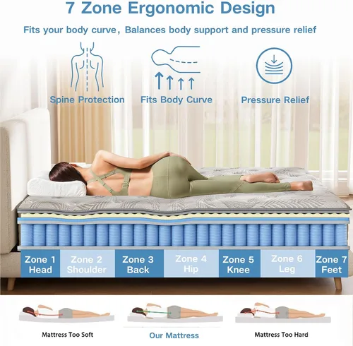 Miniatura 5 de Colchón individual de 8 pulgadas, espuma viscoelástica refrescante de gel, cama tamaño individual en una caja, sensación firme media para alivio