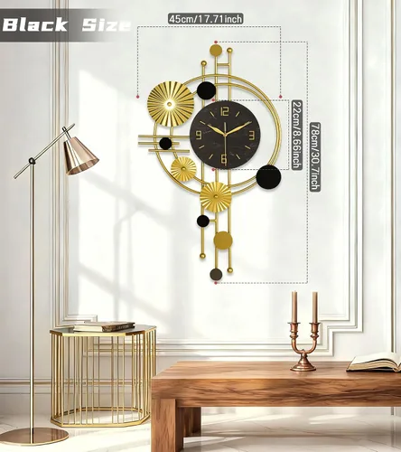 Miniatura 4 de Reloj de pared grande, relojes modernos para sala de estar, diseño geométrico, reloj de pared silencioso, funciona con pilas, para sala de estar