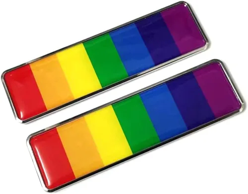 Miniatura 10 de PTDecals Un par de calcomanías de emblema de arco iris 3D de metal Pride Decals Universal Auto Hogar Oficina Insignia Adhesivo Decal 104.5 * 30mm
