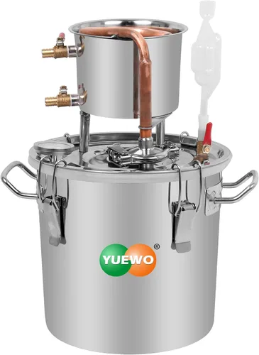 YUEWO Still 8Gal 30L acero inoxidable agua alcohol destilador tubo de cobre kit de preparación casera para bricolaje whisky vino brandy