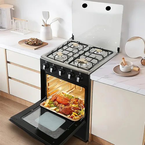 Miniatura 4 de Estufa de gas portátil de 20" - Equipada con 4 quemadores de bobina y horno de acero inoxidable (Negro: encendido automático)