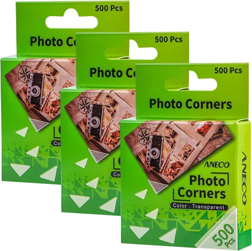 Miniatura 9 de Aneco Esquinas transparentes para fotos, calcomanías de esquina para montaje de fotos, álbumes de recortes, diario, 500 piezas/paquete