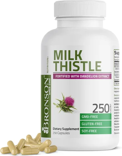 Miniatura 9 de Bronson Cápsulas de cardo lechoso con Silymarin marianum y extracto de diente de león, suplemento para la salud del hígado, antioxidante