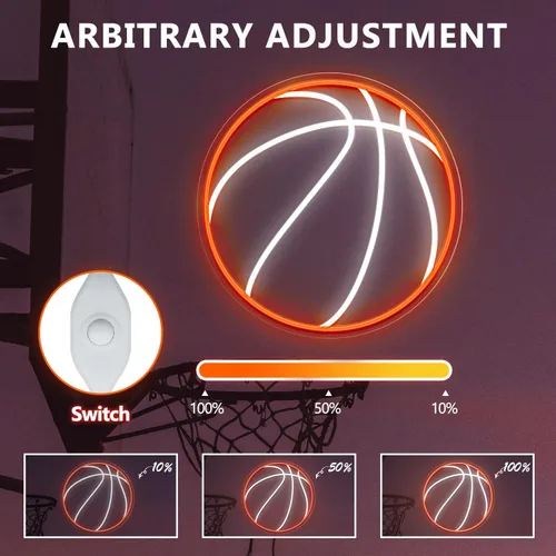 Miniatura 5 de Letrero de neón de baloncesto, luz de neón LED de baloncesto de 12.6×12.6 pulgadas, letreros de neón LED regulables para decoración de pared