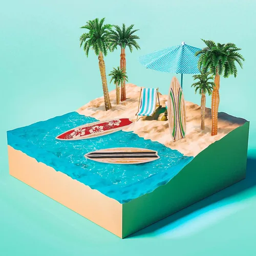 Miniatura 2 de Tallew 48 piezas de decoraciones para cupcakes para tablas de surf, decoración de pastel de playa, incluye tabla de surf y decoración de palmeras