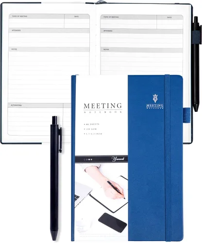 Miniatura 19 de Cuaderno de Reuniones para Trabajo con Elementos de Acción 5.5×8.5 Tapa Dura Espiral Planificador de Reuniones para Oficina Negocios Notas