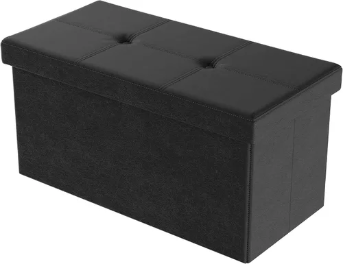 Miniatura 7 de Lavish Home - Banco otomano con almacenamiento, grande, plegable, punzoneado, piel sintética, cubo extraíble, mueble para el hogar, dormitorio, sala