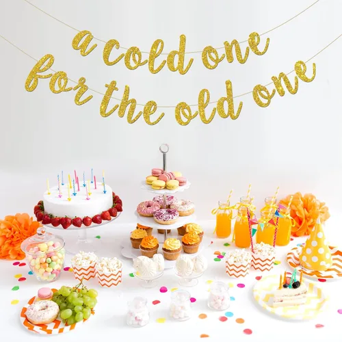Miniatura 6 de INNORU Cartel "A Cold One for The Old One" – Decoración de fiesta de feliz cumpleaños – Divertido cartel de decoración de fiesta de cumpleaños 50
