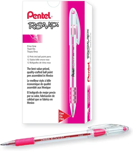 Miniatura 9 de Pentel R.S.V.P. Bolígrafo, trazo medio, tinta azul, paquete de dos unidades (BK91BP2C), Negro