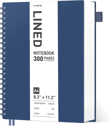 Miniatura 28 de AHGXG Cuaderno espiral rayado para universidad - Cuaderno espiral perforado A4 de 8.5" x 11", 300 páginas con páginas perforadas fáciles de rasgar