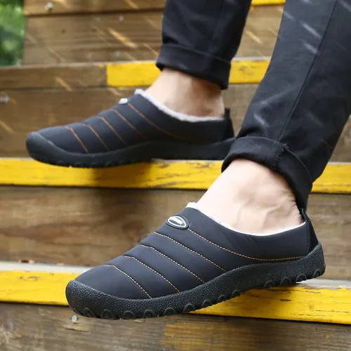 Miniatura 4 de UBFEN - Pantuflas cálidas de invierno para hombre y mujer con forro de felpa mullida, zapatos de casa con suela de goma antideslizante